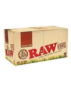 RAW Authentic Rolling Papers Organic Cones King Size - 3 Cones Per Pack - (32 Count Display)-Papers and Cones