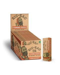 Zig-Zag Combo Pack - 1 1/4 Unbleached Rolling Papers And Tips Carton - (24 Packs Per Display)-Papers and Cones